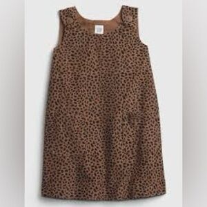 Baby GAP Girls Kids Leopard Print Sleeveless Corduroy Dress. 12-18 Months.